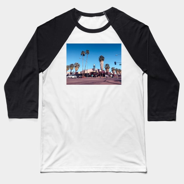 Downtown Palm Springs Street Crossing Baseball T-Shirt by offdutyplaces